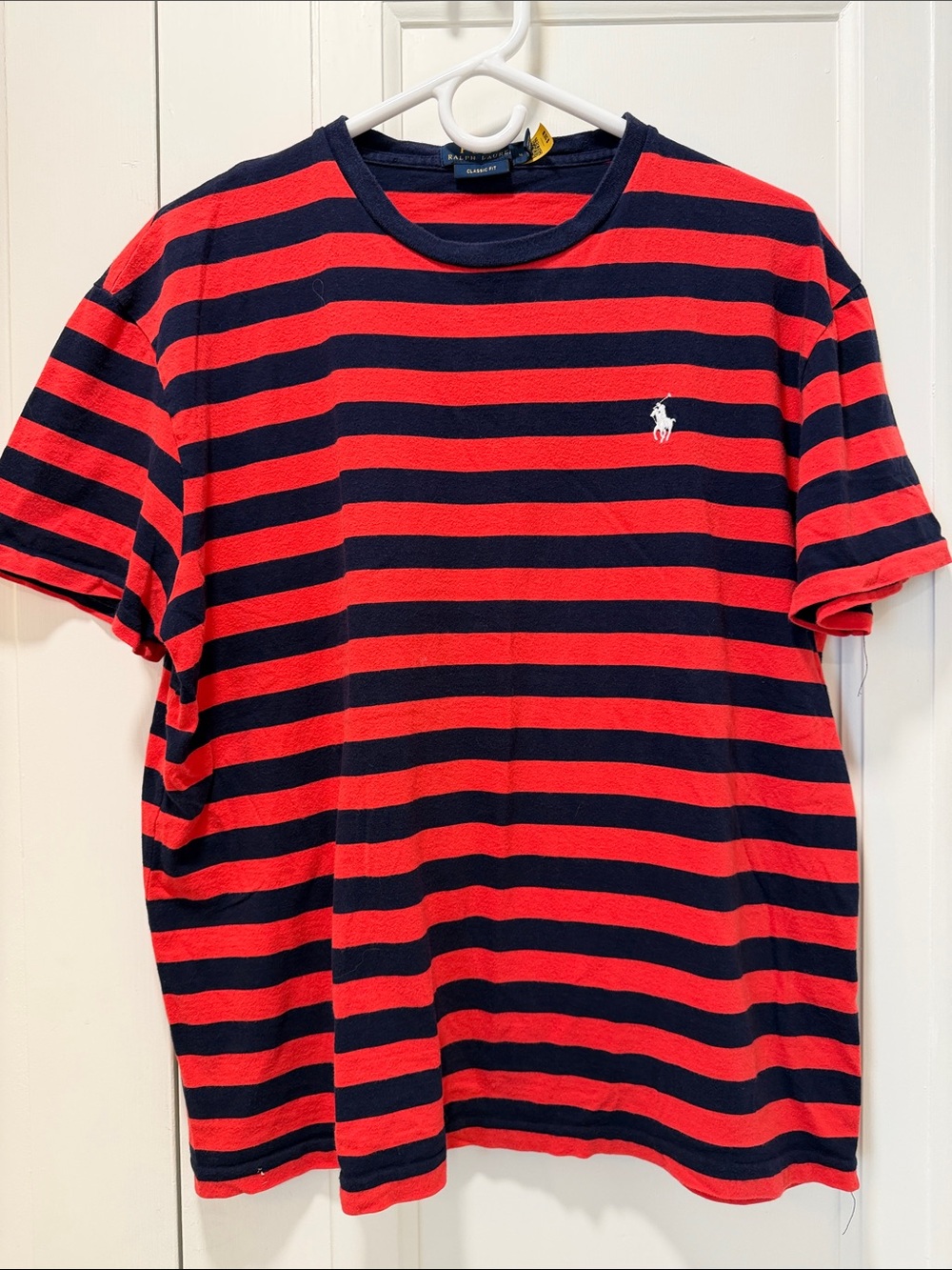 Polo by Ralph Lauren Red & Navy Striped Classic Crewneck Tee